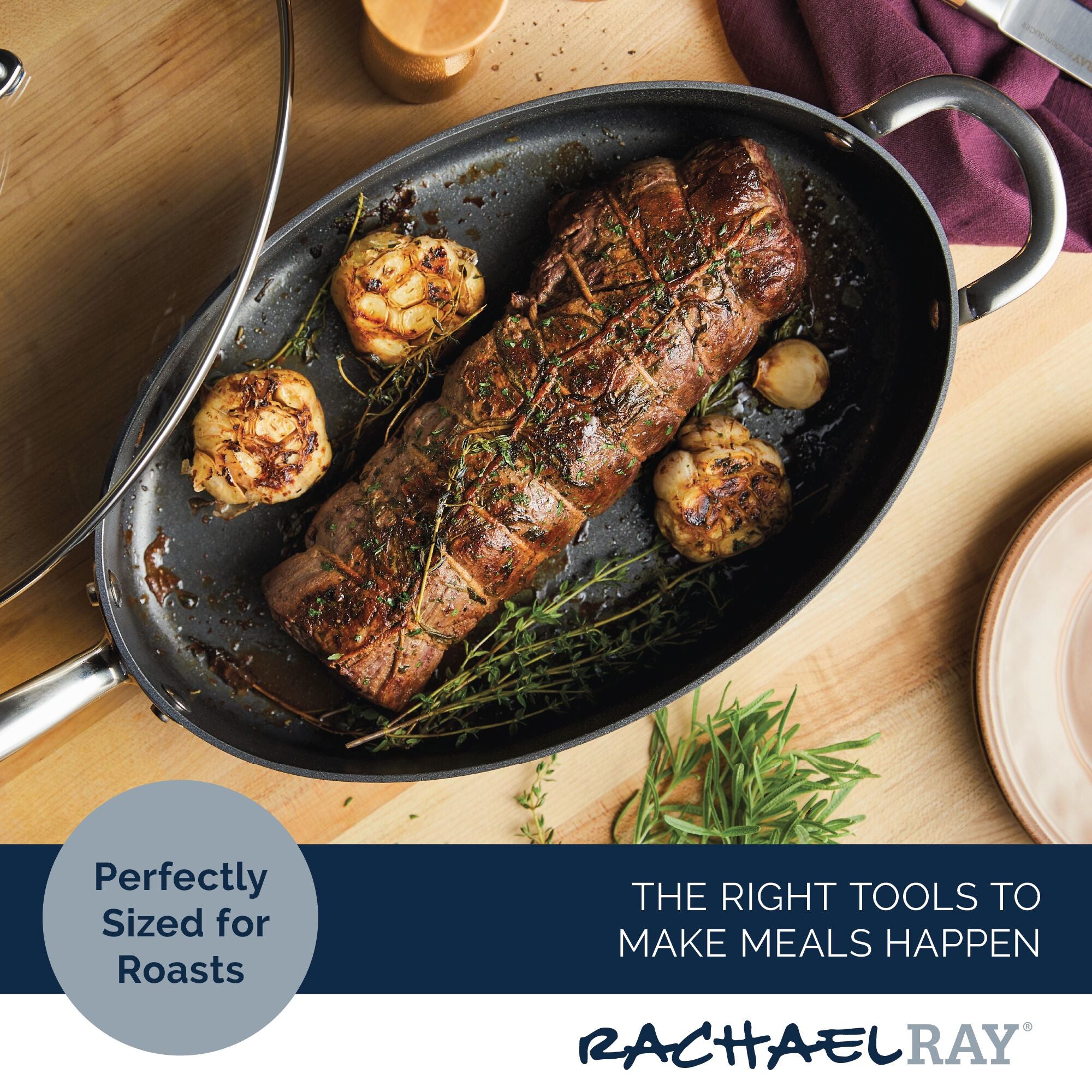 5-Quart Professional Hard Anodized Nonstick Oval Sauté Pan with Lid - Image 5