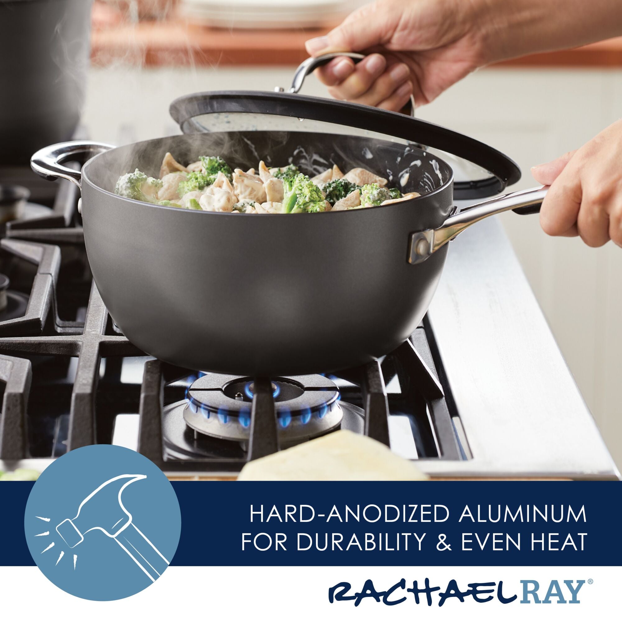 4.5-Quart Cook + Create Hard Anodized Nonstick Saucier Pan with Lid and Helper Handle - Image 3